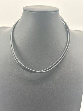 Minimalist Black Double Strand Leather Cord Choker Necklace Grunge Goth Indie